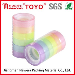 6 Gem Color Acrylic Adhesive Tape for Office Stationary